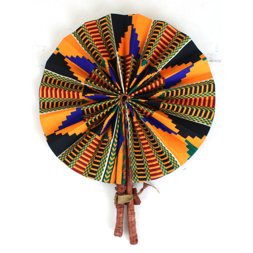Orange Traditional Kente Folding Fan