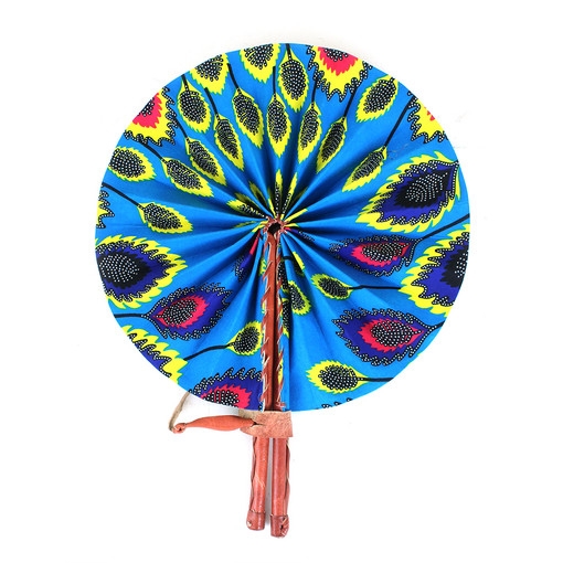 Buy Turquoise Leaf Print Folding Fan