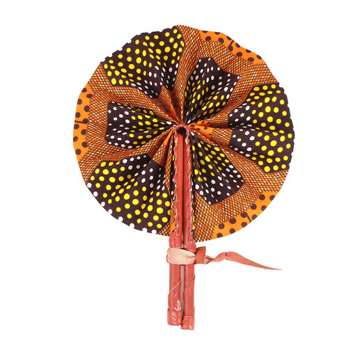 Orange Geometric Print Folding Fan