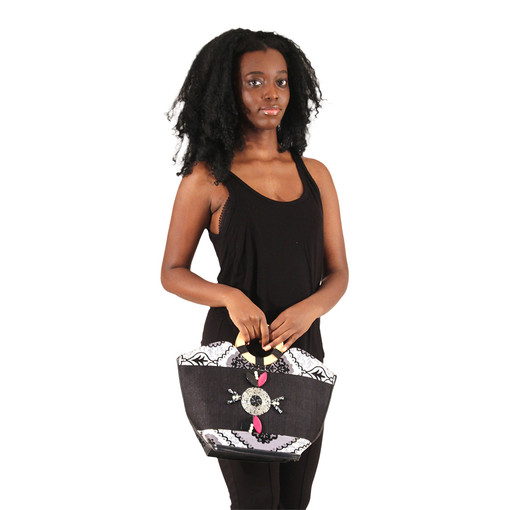 Buy Leather Handbag - Black & White