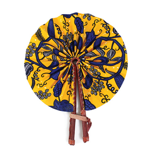 African Botanical Leather Folding Fan