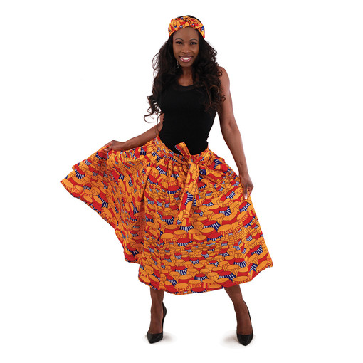 Orange African Print Skirt - 1