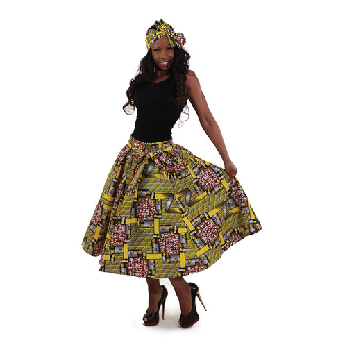 Yellow African Print Skirt