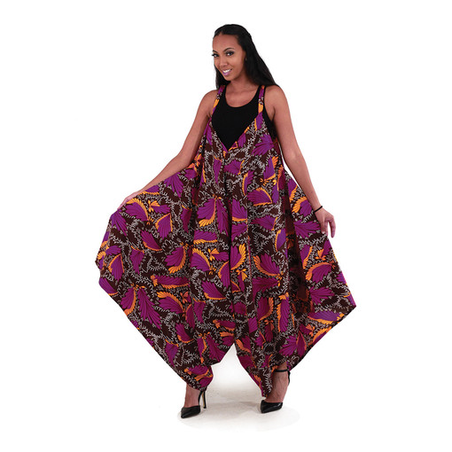 African Print Jumpsuit: Purple