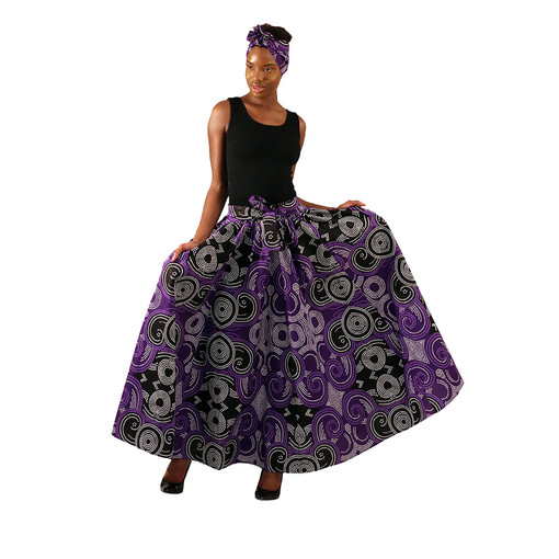 Purple African Print Maxi Skirt