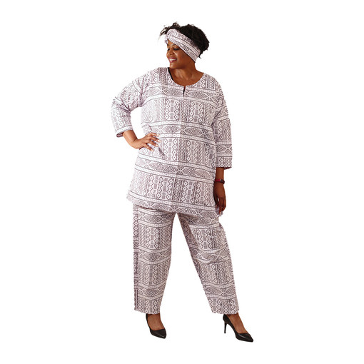 Buy White Mud Print Pants Set