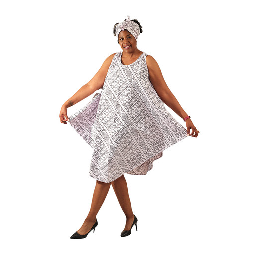 Buy White Mud Print Umbrella Dress