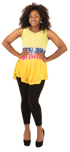 Buy Tie Dye Butterfly-Cut Top: Yellow