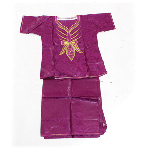 Buy African Brocade Skirt Set: Purple