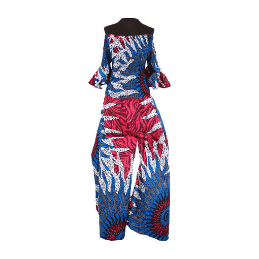 Buy African Blue/Pink Sun Elastic Jumpsuit