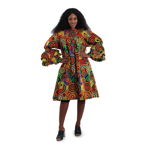 African Print Smoking Dress: MultiColor