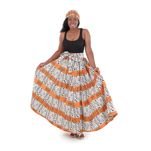 Kente / Mud Print Long Skirt