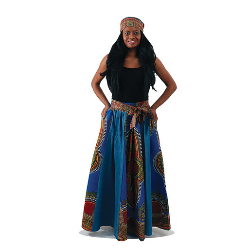 Denim & Blue Trad Print Long Skirt