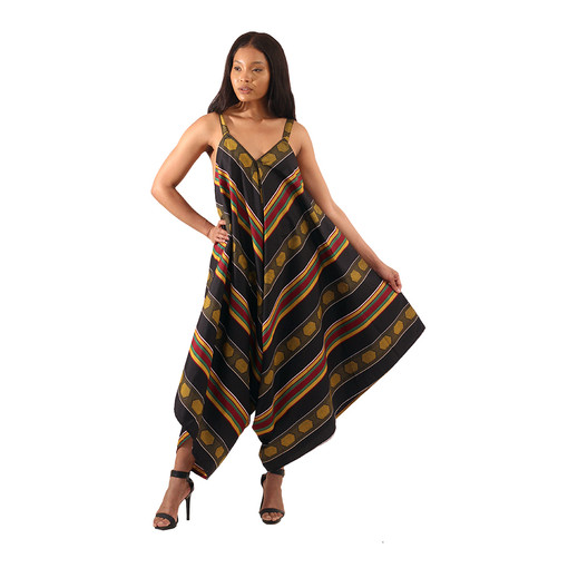 Kente Palazzo Jumpsuit: #4 BLACK