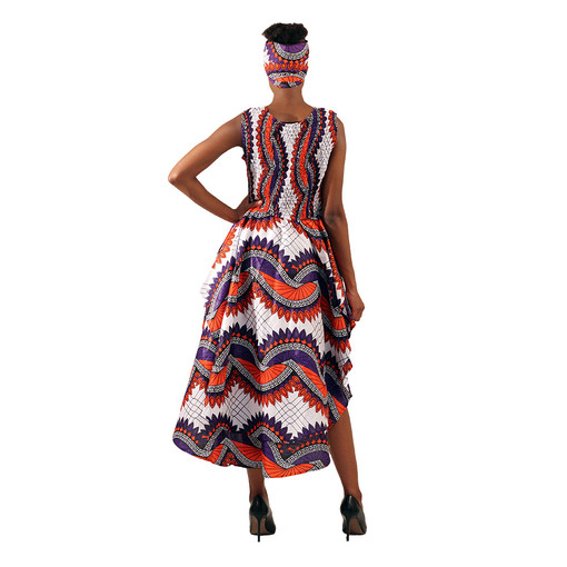 Buy White African Print Hi-Lo Dress