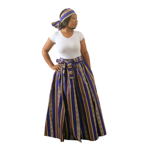 Buy Kente Long Skirt #4 BLUE