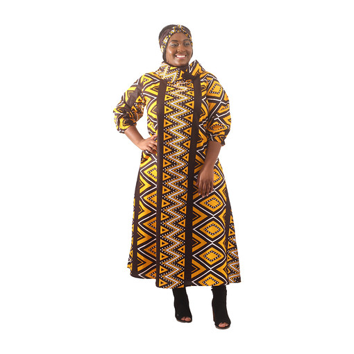 Buy African Mud Print Collar Dress