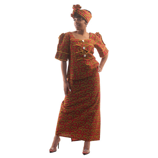 Buy Red African Print Wrap Skirt Set