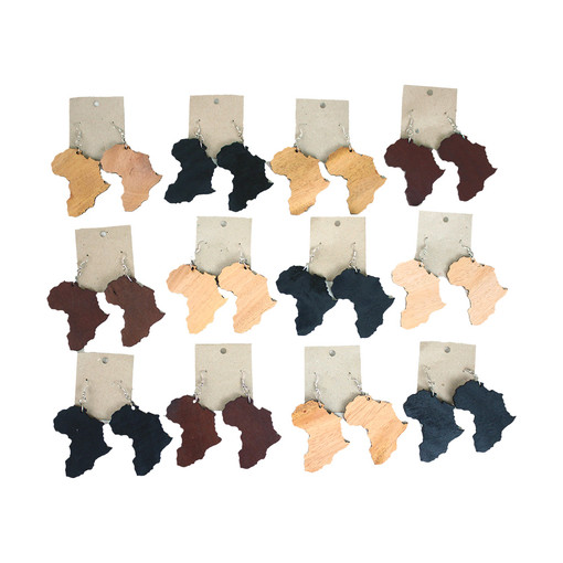 Buy Set Of 12 ASSORTED Wood Africa Earrings