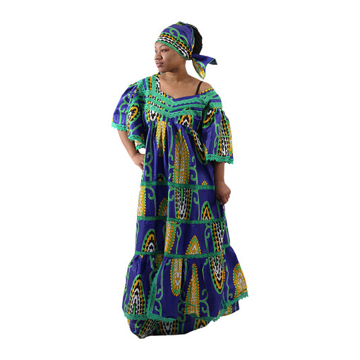 Buy Blue African Print Lace Skirt Set