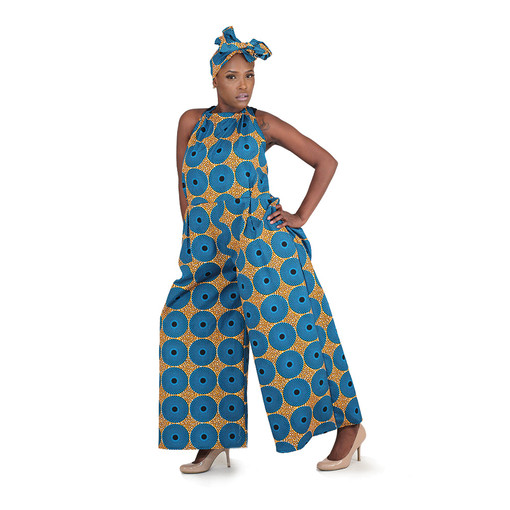 Buy Circle Print Romper: Turquoise/Orange