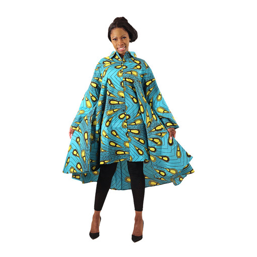 Buy Turquoise/Yellow Peacock Print Smock