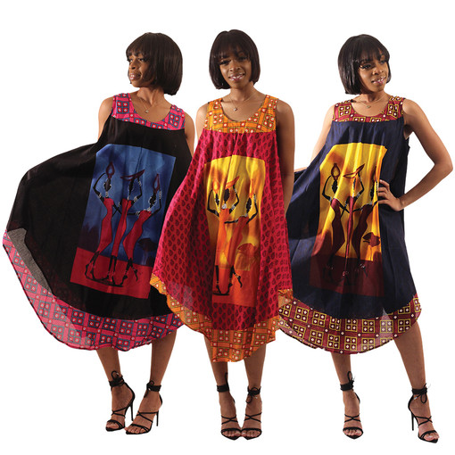 Set Of 3 African Women Umbrella Dress
