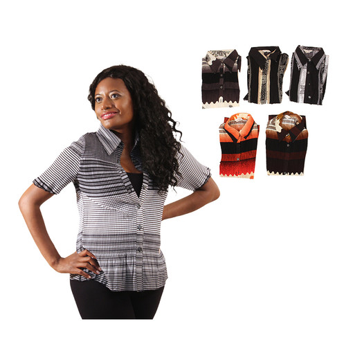 Set Of 6 ASSORTED Pleated Tops: LG