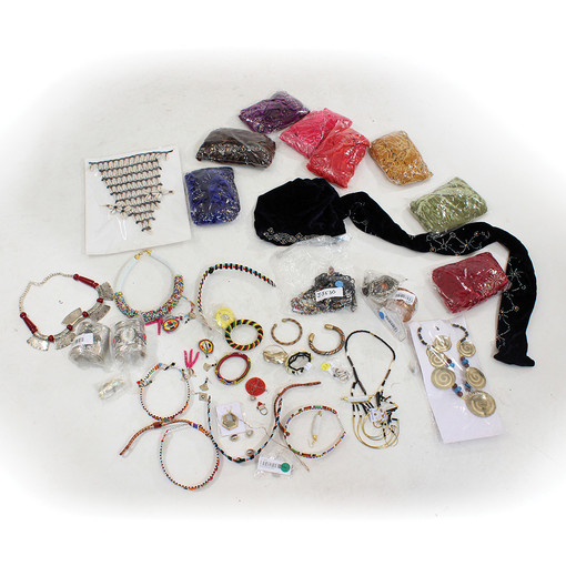 Assorted jewelry and Headwrap Caps