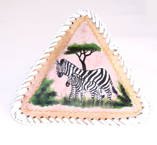 Kenyan Leather Plaque - Zebra