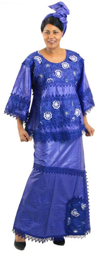 Nigerian Lace Skirt Set : Blue/White
