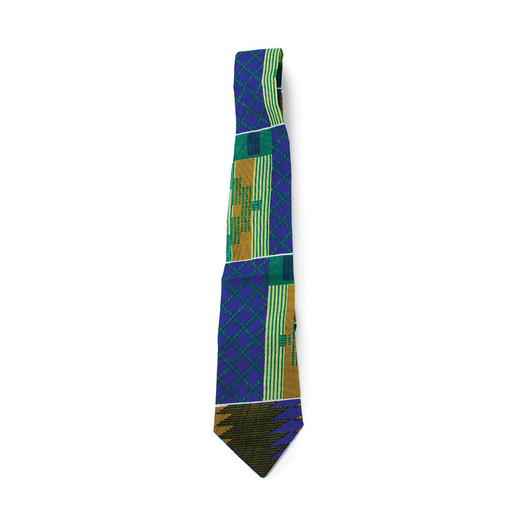 Kente Tie: Blue/Green/Mustard