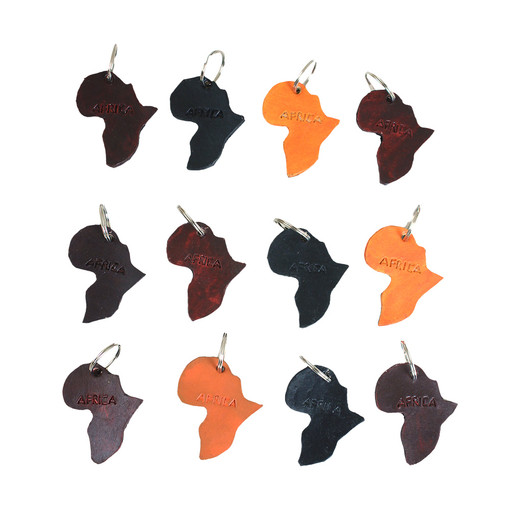 Set Of 12 Leather Africa Key Chains