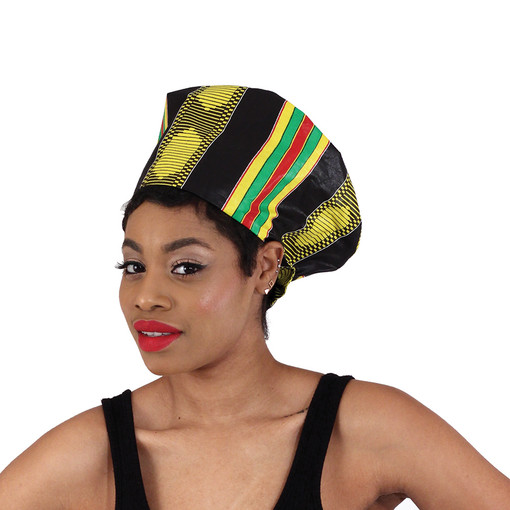 Nefertiti Crown: Kente #4 Black