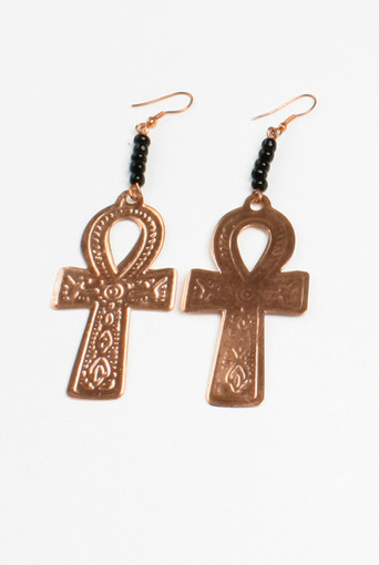 Ankh Earrings: Copper