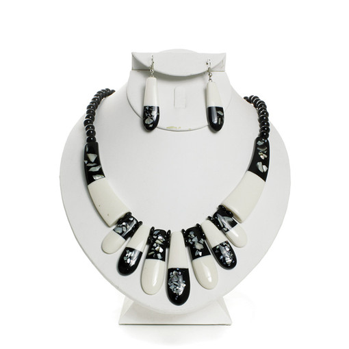 Onyx & Ivory Bone Necklace & Earrings