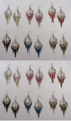 Set Of 12 Spiky Pendant Earrings