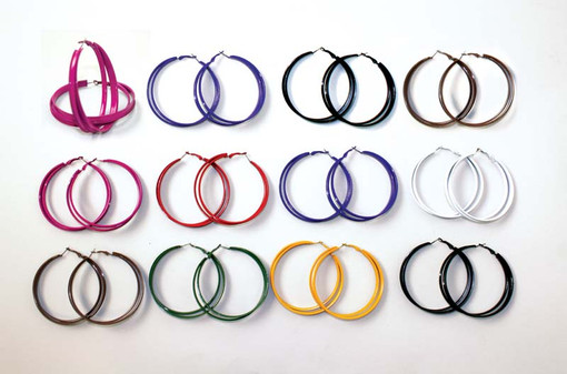 Set Of 12 Large Hoop Earrings