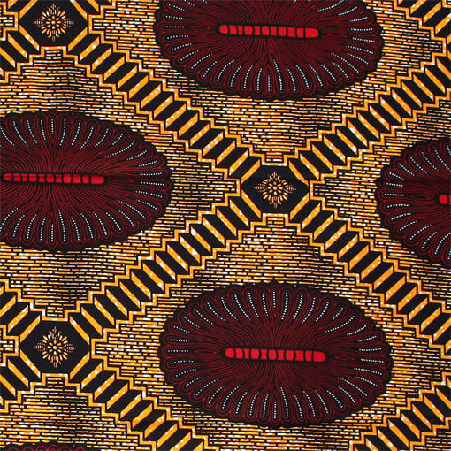 Buy Orange/Brgndy African Print Fabric: 6Yds