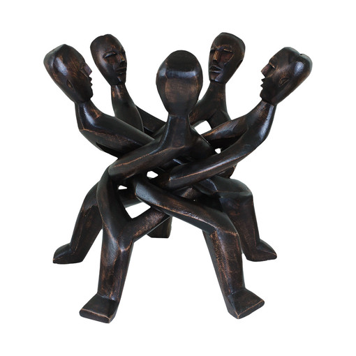 Five Headed Unity Carving: Dark Brown