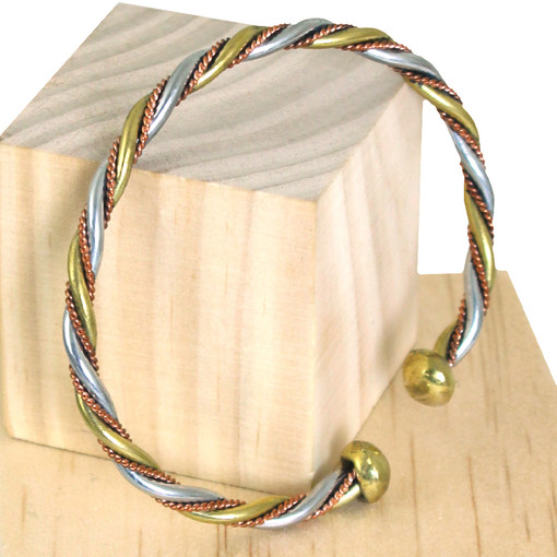 Buy Tri-Metal Thin Twist Bracelet