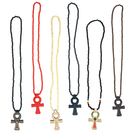 Set Of 6 Beaded Gye Nyame Ankh Necklaces