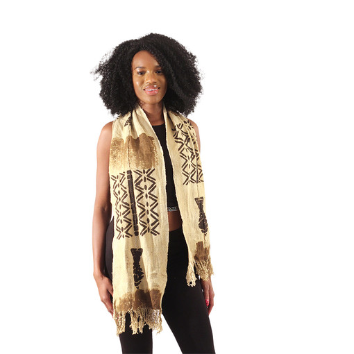 Buy Mud Cloth Scarf: Beige & Brown