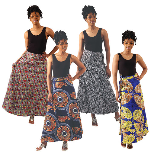 Set Of 4 African Print Wrap Skirts