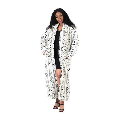 Full-Length Mud Cloth Coat - Women's Coats & Jackets - Africa Fashion