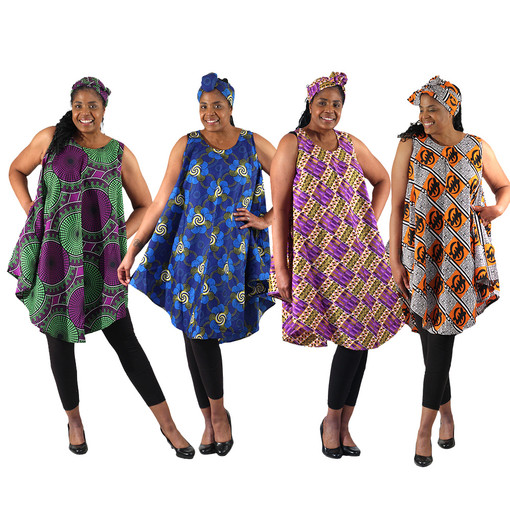Buy Set Of 4 African Print Umbrella Dress ASSORTED Buy Set Of 4 African Print Umbrella Dress ASSORTED