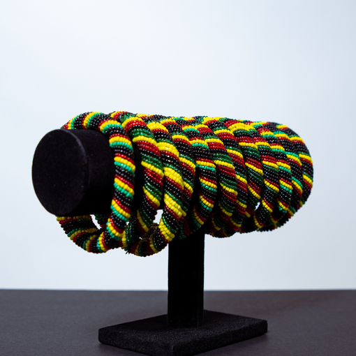Set Of 12 Maasai Beaded Bracelet - Round Rasta - Africa Imports