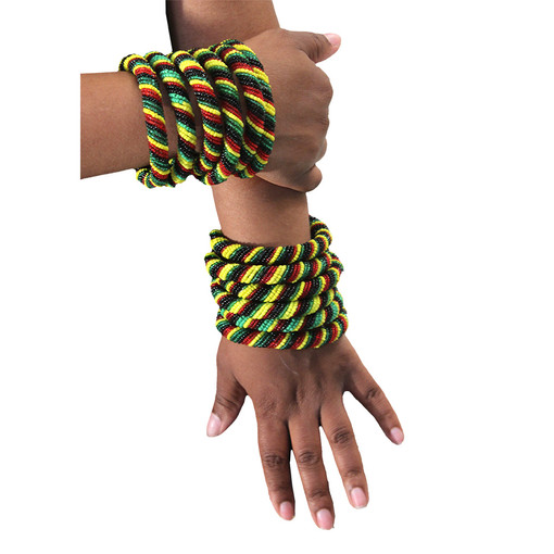 Set Of 12 Maasai Beaded Bracelet - Round Rasta