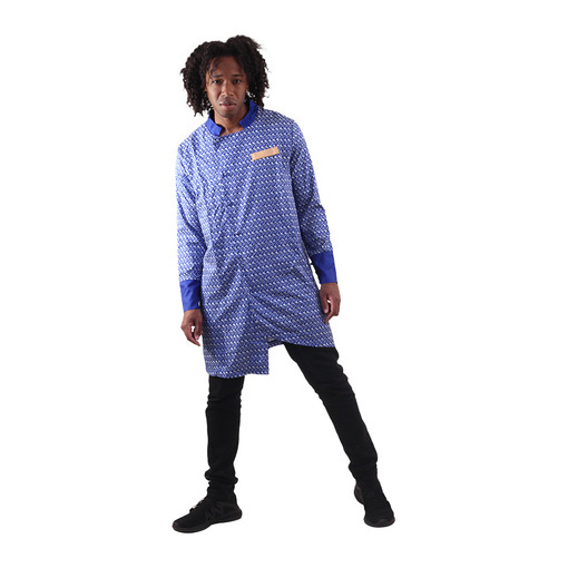 Blue Pattern African Long Sleeve Shirt