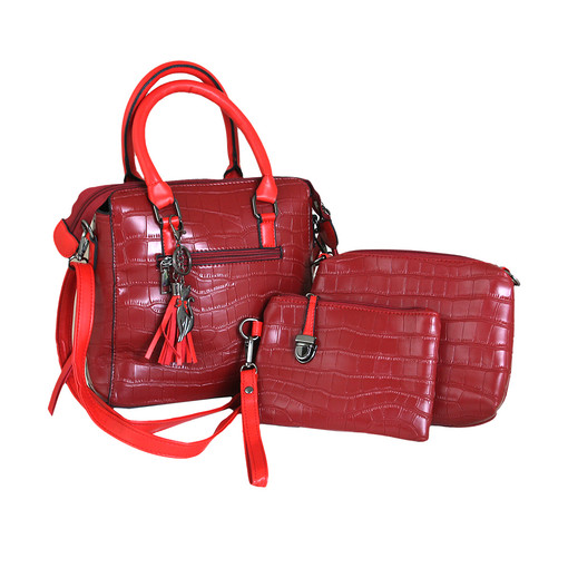 Red Vegan Leather Luxury Handbag & Accesory Set (4 Piece Set!)